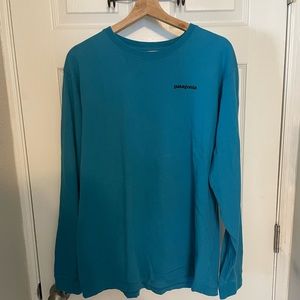 Patagonia Men's Long-Sleeved P-6 Logo Tee (Light Blue/Teal)